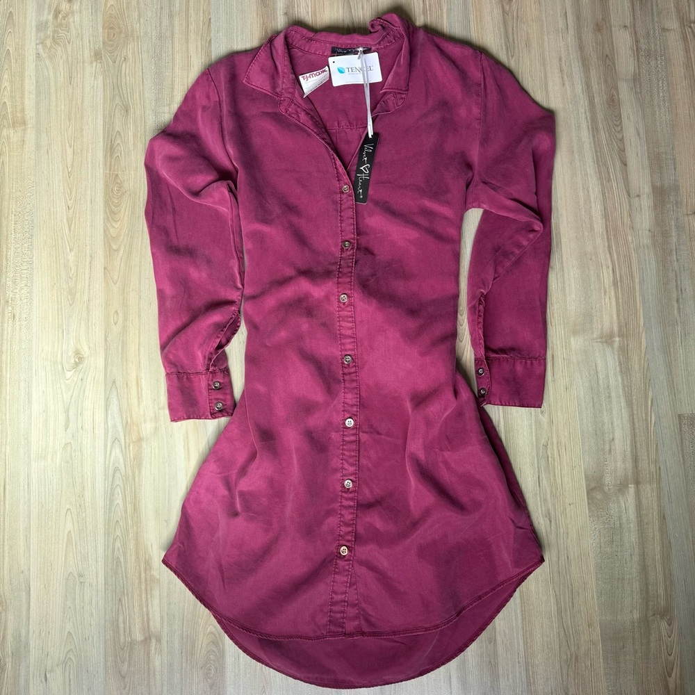 NEW TJ Maxx Velvet Heart Maroon Shirt Dress Size Small